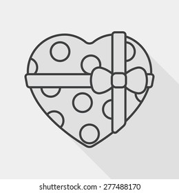 wedding box of cookies flat icon with long shadow, line icon