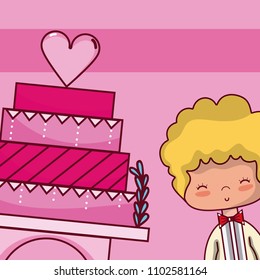 Wedding boyfriend with cake