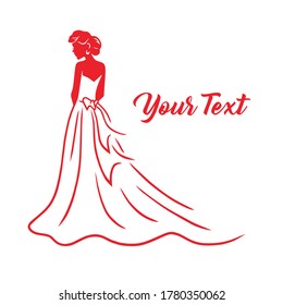 Wedding Bridal Wear Fashion Boutique Logo. Gown Sexy Dress Design Vector Line Illustration