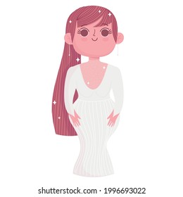 Hochzeitskartoon einzeln auf Braut