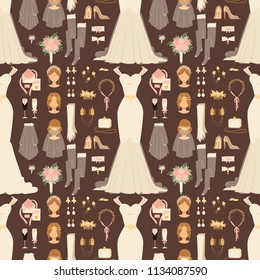 Wedding bride dress accessories vector fashion style