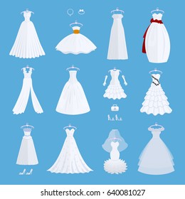 Wedding bride dress elegance style celebration vector illustration isolated on background
