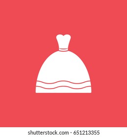 Wedding Bride Dress Flat Icon On Red Background