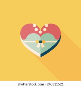 wedding bride dress shaped box of cookies flat icon with long shadow,eps10, This is Chinese tradition that the bride needs prepare wedding cookies to share the happiness to family and friends.