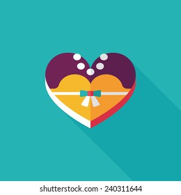 wedding bride dress shaped box of cookies flat icon with long shadow,eps10, This is Chinese tradition that the bride needs prepare wedding cookies to share the happiness to family and friends.
