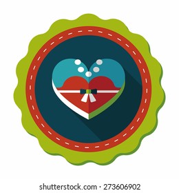 wedding bride dress shaped box of cookies flat icon with long shadow,eps10, This is Chinese tradition that the bride needs prepare wedding cookies to share the happiness to family and friends.