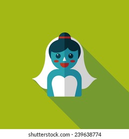 wedding bride flat icon with long shadow,eps10