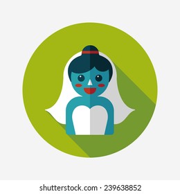 wedding bride flat icon with long shadow,eps10