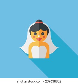 wedding bride flat icon with long shadow,eps10