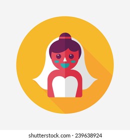 wedding bride flat icon with long shadow,eps10