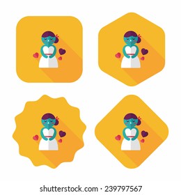 wedding bride flat icon with long shadow,eps10