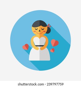wedding bride flat icon with long shadow,eps10