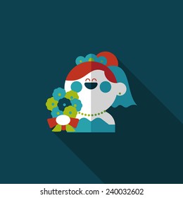 wedding bride flat icon with long shadow,eps10