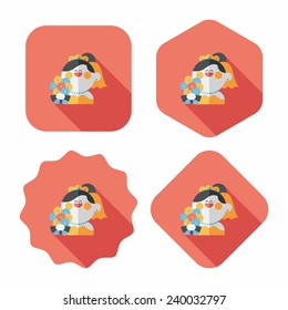 wedding bride flat icon with long shadow,eps10