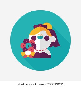 wedding bride flat icon with long shadow,eps10