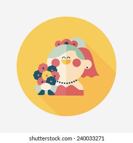 wedding bride flat icon with long shadow,eps10