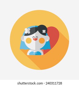 wedding bride flat icon with long shadow,eps10