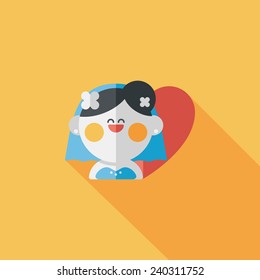 wedding bride flat icon with long shadow,eps10