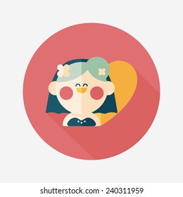 wedding bride flat icon with long shadow,eps10