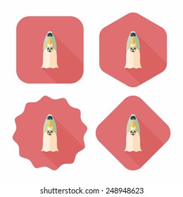 wedding bride flat icon with long shadow,eps10