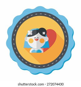 wedding bride flat icon with long shadow,eps10
