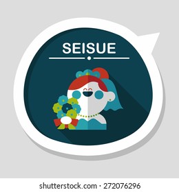wedding bride flat icon with long shadow,eps10