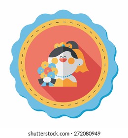 wedding bride flat icon with long shadow,eps10