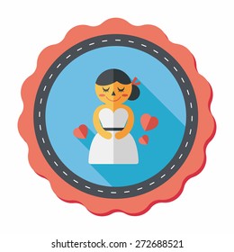 wedding bride flat icon with long shadow,eps10