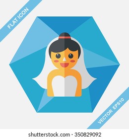 wedding bride flat icon with long shadow,eps10
