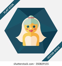 wedding bride flat icon with long shadow,eps10