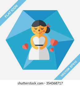 wedding bride flat icon with long shadow,eps10