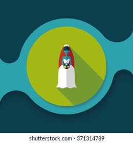 wedding bride flat icon with long shadow,eps10