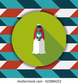 wedding bride flat icon with long shadow,eps10