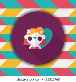 wedding bride flat icon with long shadow,eps10