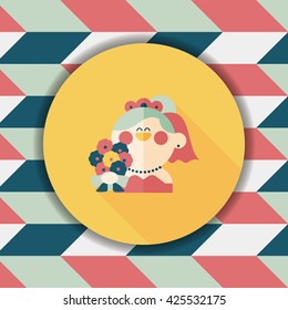 wedding bride flat icon with long shadow,eps10
