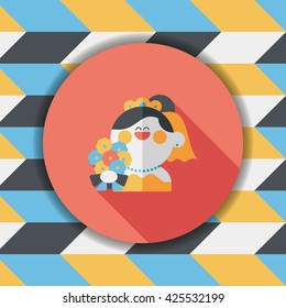 wedding bride flat icon with long shadow,eps10