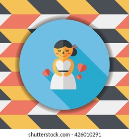 wedding bride flat icon with long shadow,eps10