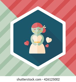 wedding bride flat icon with long shadow,eps10