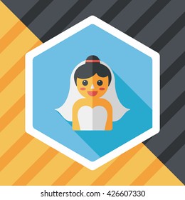 wedding bride flat icon with long shadow,eps10