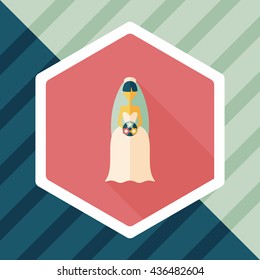 wedding bride flat icon with long shadow,eps10