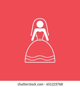 Wedding Bride Flat Icon On Red Background