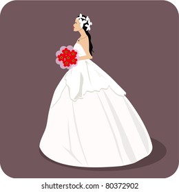wedding, Bride with flowers