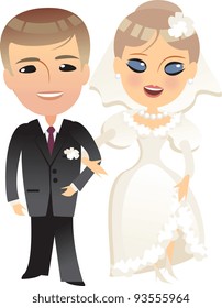 wedding bride and groom cartoon
