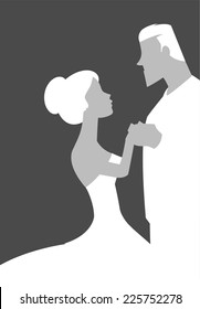 Wedding Bride and Groom Dancing vector illustration.