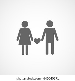 Wedding Bride And Groom Flat Icon On White Background