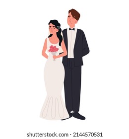 wedding bride and groom icon isolated