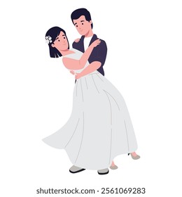 wedding bride and groom icon isolated