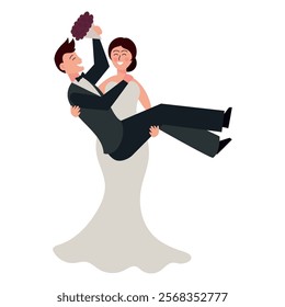wedding bride and groom icon isolated