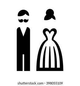 Wedding. Bride and groom icon. Vector illustration.