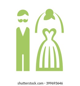 Wedding. Bride and groom icon. Vector illustration.